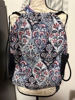 Vera Bradley Floral Drawstring Backpack in Navy, Pink & Light Blue